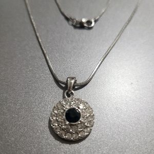Silver Pendant Chain With Black Stone